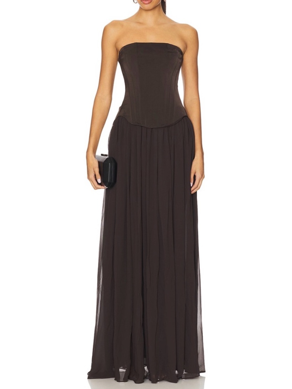 Lovers + Friends Strapless Brown Maxi Dress